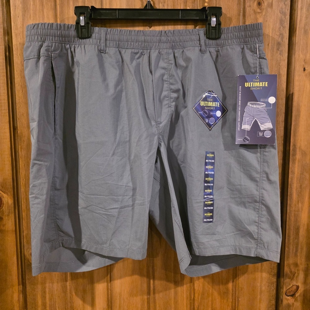 The Ultimate Short Mens 2XL Gray Stretch Built-In-Boxer Brief Breathable NWT‎